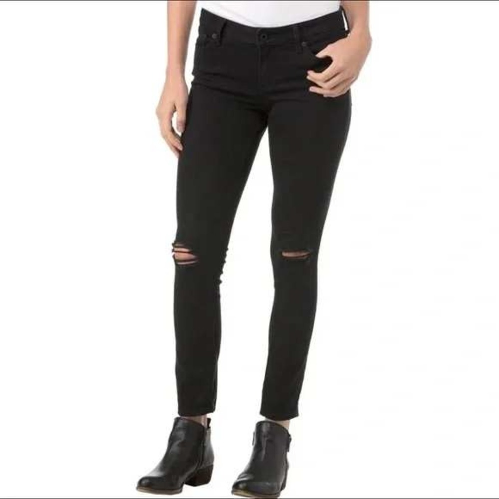 Lucky Brand Ava Mid Rise Skinny‎ Ankle Jeans Black Distressed 2 26 7WD11508